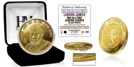 LeBron James Los Angeles Lakers NBA All-Time Leading Scorer Gold Coin