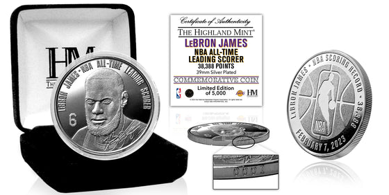 LeBron James Los Angeles Lakers NBA All-Time Leading Scorer Silver Coin