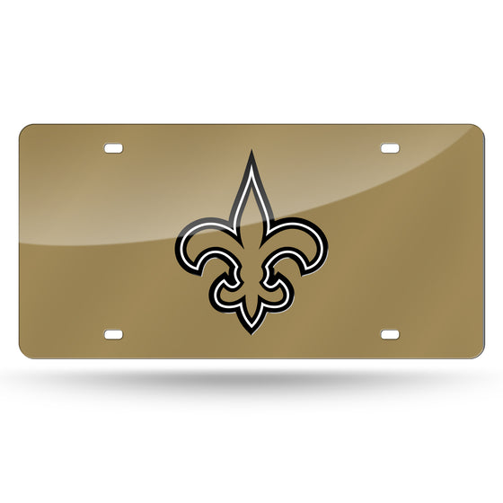 NFL Football New Orleans Saints Gold 12" x 6" Laser Cut Tag For Car/Truck/SUV - Automobile Décor