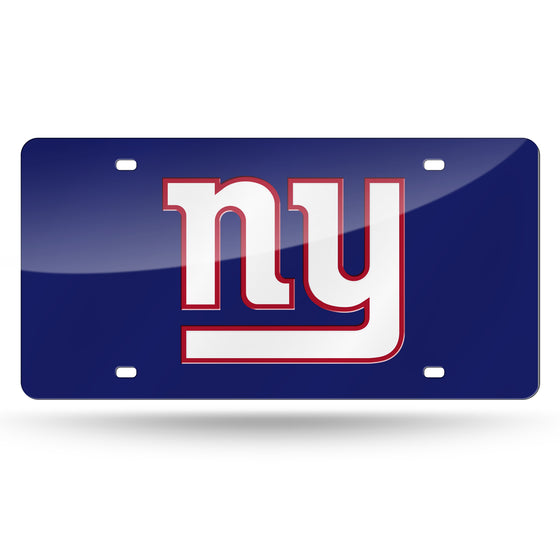 NFL Football New York Giants Blue 12" x 6" Laser Cut Tag For Car/Truck/SUV - Automobile Décor