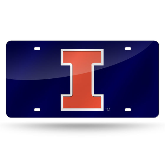 NCAA  Illinois Fighting Illini  12" x 6" Laser Cut Tag For Car/Truck/SUV - Automobile Décor