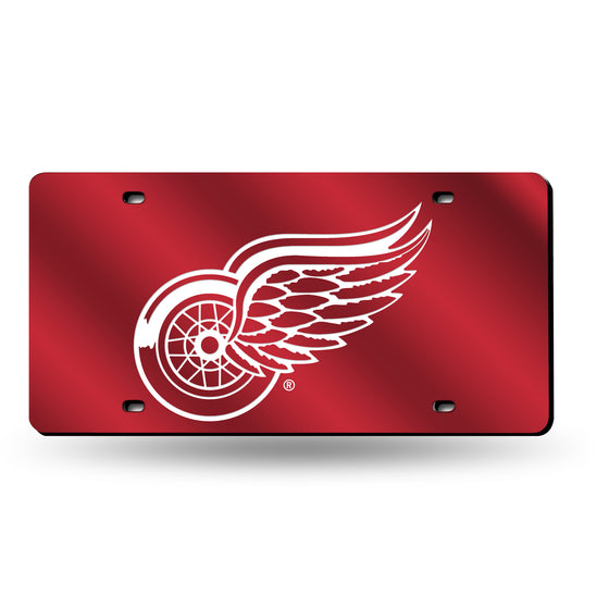 NHL Hockey Detroit Red Wings Red 12" x 6" Laser Cut Tag For Car/Truck/SUV - Automobile Décor