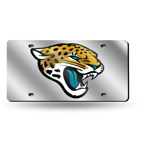 NFL Football Jacksonville Jaguars  12" x 6" Silver Laser Cut Tag For Car/Truck/SUV - Automobile Décor