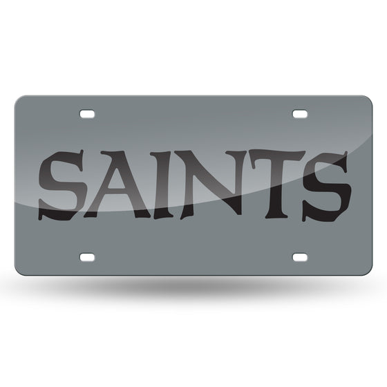 NFL Football New Orleans Saints Silver 12" x 6" Silver Laser Cut Tag For Car/Truck/SUV - Automobile Décor