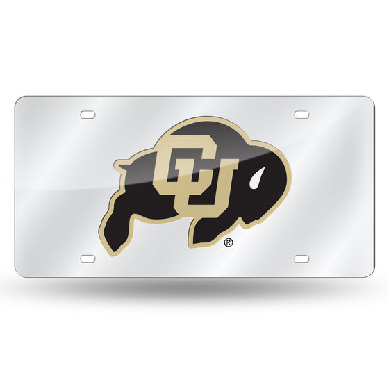NCAA  Colorado Buffaloes  12" x 6" Silver Laser Cut Tag For Car/Truck/SUV - Automobile Décor
