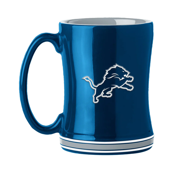 Detroit Lions Coffee Mug 14oz Sculpted Relief Team Color