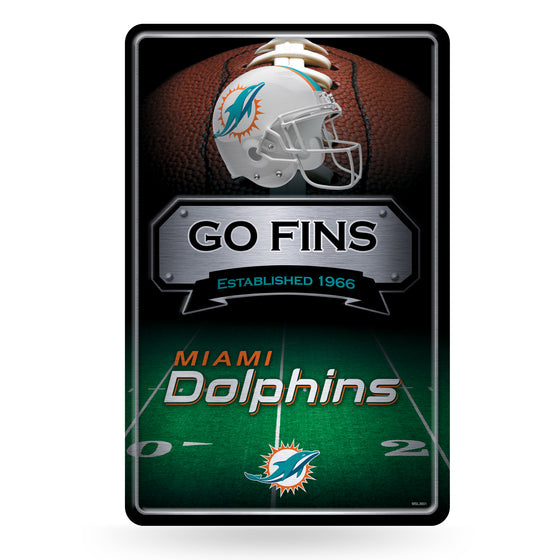 NFL Football Miami Dolphins  11" x 17" Large Metal Home Décor Sign