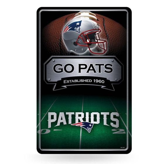 NFL Football New England Patriots  11" x 17" Large Metal Home Décor Sign