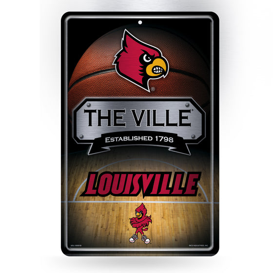 NCAA  Louisville Cardinals  11" x 17" Large Metal Home Décor Sign