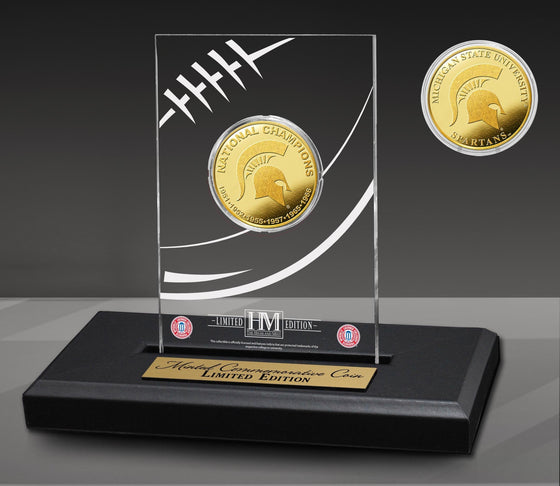 Michigan State University Spartans 6-Time National Champions Gold Coin in Acrylic Display