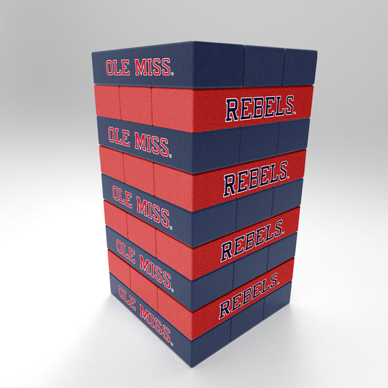 NCAA  Mississippi Rebels  Mini Jumbling Tower Game - Wood Stackem Game