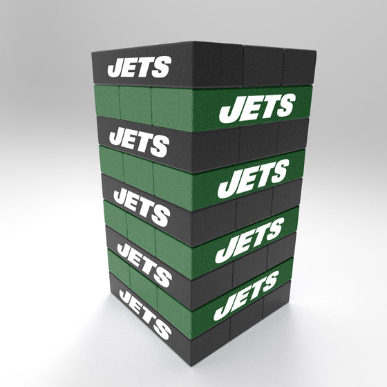 NFL Football New York Jets  Mini Jumbling Tower Game - Wood Stackem Game