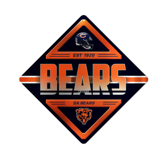 Chicago Bears Sign Metal Diamond Shape