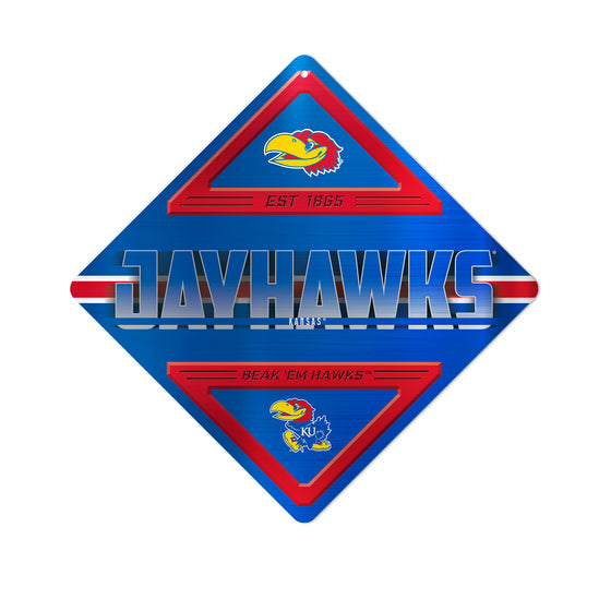 NCAA  Kansas Jayhawks  Metal Sign 16.5" x 16.5" Home Décor - Bedroom - Office - Man Cave