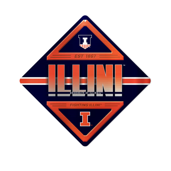 NCAA  Illinois Fighting Illini  Metal Sign 16.5" x 16.5" Home Décor - Bedroom - Office - Man Cave