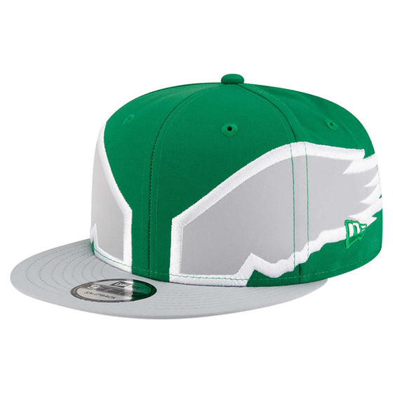 Men's New Era Kelly Green Philadelphia Eagles Throwback Helmet 9FIFTY Snapback Hat