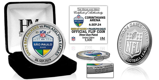 2024 Brazil Game Green Bay Packers vs Philadelphia Eagles Silver Flip Coin