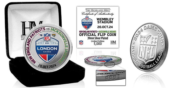 2024 London Games New England Patriots vs Jacksonville Jaguars Silver Plated Flip Coin