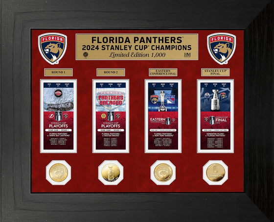 Florida Panthers Deluxe Road to the 2024 Stanley Cup Ticket Collection Gold Coin Photo Mint