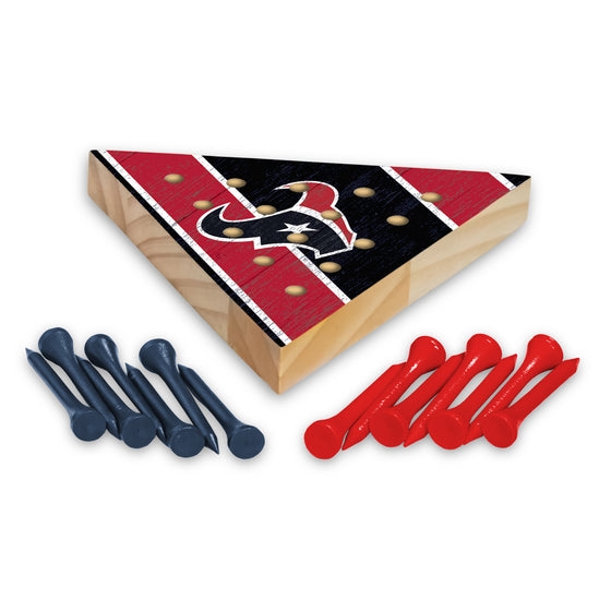 NFL Football Houston Texans  4.5" x 4" Wooden Travel Sized Pyramid Game - Toy Peg Games - Triangle - Family Fun