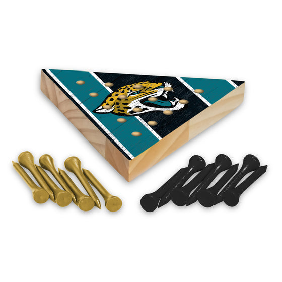 NFL Football Jacksonville Jaguars  4.5" x 4" Wooden Travel Sized Pyramid Game - Toy Peg Games - Triangle - Family Fun