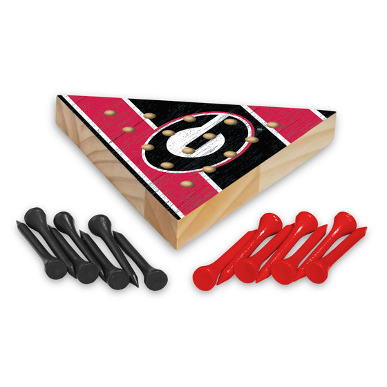 NCAA  Georgia Bulldogs  4.5" x 4" Wooden Travel Sized Pyramid Game - Toy Peg Games - Triangle - Family Fun