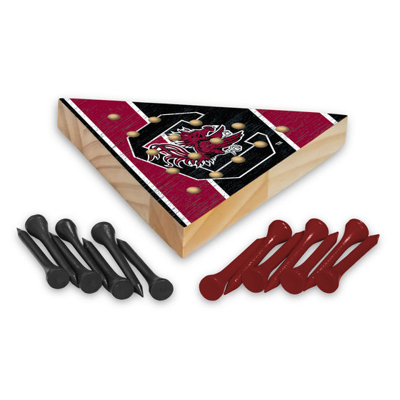 NCAA  South Carolina Gamecocks  4.5" x 4" Wooden Travel Sized Pyramid Game - Toy Peg Games - Triangle - Family Fun