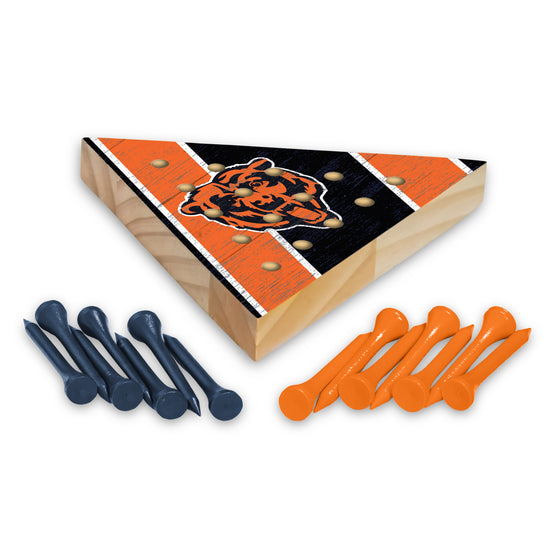 NFL Football Chicago Bears  4.5" x 4" Wooden Travel Sized Pyramid Game - Toy Peg Games - Triangle - Family Fun