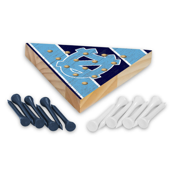 NCAA  North Carolina Tar Heels  4.5" x 4" Wooden Travel Sized Pyramid Game - Toy Peg Games - Triangle - Family Fun