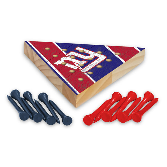 NFL Football New York Giants  4.5" x 4" Wooden Travel Sized Pyramid Game - Toy Peg Games - Triangle - Family Fun