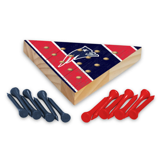 NFL Football New England Patriots  4.5" x 4" Wooden Travel Sized Pyramid Game - Toy Peg Games - Triangle - Family Fun