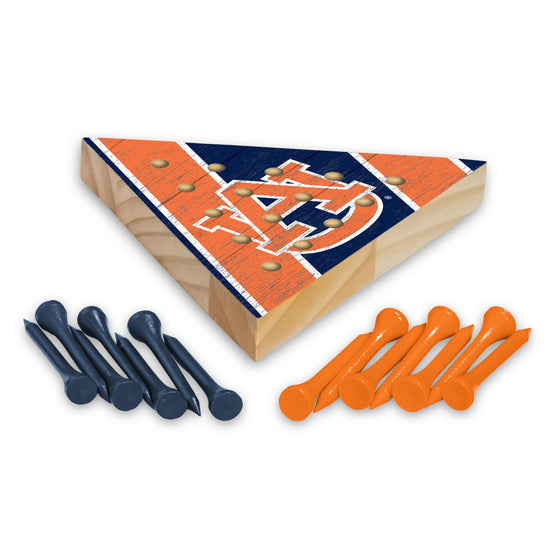 NCAA  Auburn Tigers  4.5" x 4" Wooden Travel Sized Pyramid Game - Toy Peg Games - Triangle - Family Fun