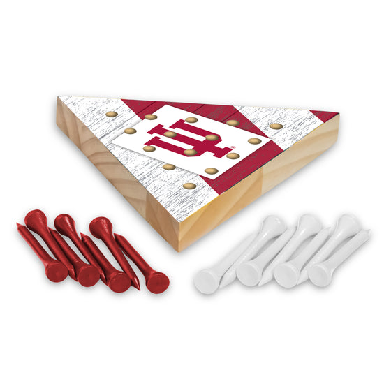 NCAA  Indiana Hoosiers  4.5" x 4" Wooden Travel Sized Pyramid Game - Toy Peg Games - Triangle - Family Fun