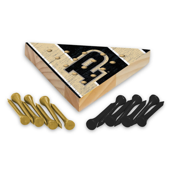 NCAA  Purdue Boilermakers  4.5" x 4" Wooden Travel Sized Pyramid Game - Toy Peg Games - Triangle - Family Fun