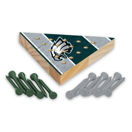 NFL Football Philadelphia Eagles  4.5" x 4" Wooden Travel Sized Pyramid Game - Toy Peg Games - Triangle - Family Fun