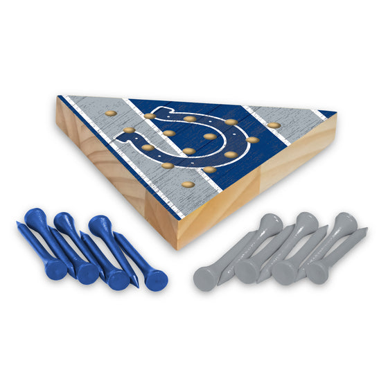 NFL Football Indianapolis Colts  4.5" x 4" Wooden Travel Sized Pyramid Game - Toy Peg Games - Triangle - Family Fun