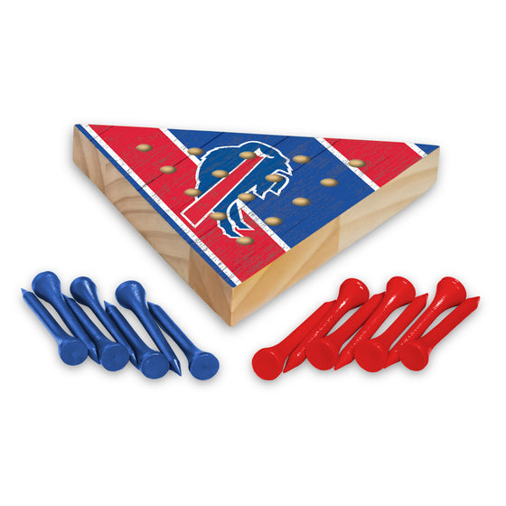 NFL Football Buffalo Bills  4.5" x 4" Wooden Travel Sized Pyramid Game - Toy Peg Games - Triangle - Family Fun