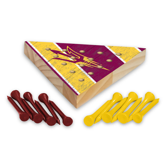 NCAA  Arizona State Sun Devils  4.5" x 4" Wooden Travel Sized Pyramid Game - Toy Peg Games - Triangle - Family Fun