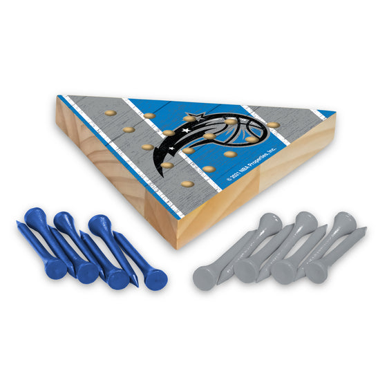 NBA Basketball Orlando Magic  4.5" x 4" Wooden Travel Sized Pyramid Game - Toy Peg Games - Triangle - Family Fun