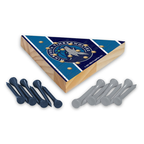 NBA Basketball Minnesota Timberwolves  4.5" x 4" Wooden Travel Sized Pyramid Game - Toy Peg Games - Triangle - Family Fun