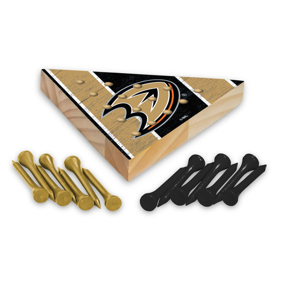 NHL Hockey Anaheim Ducks  4.5" x 4" Wooden Travel Sized Pyramid Game - Toy Peg Games - Triangle - Family Fun