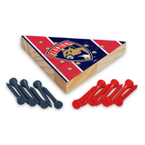 NHL Hockey Florida Panthers  4.5" x 4" Wooden Travel Sized Pyramid Game - Toy Peg Games - Triangle - Family Fun