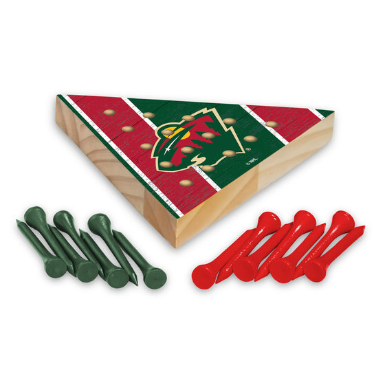 NHL Hockey Minnesota Wild  4.5" x 4" Wooden Travel Sized Pyramid Game - Toy Peg Games - Triangle - Family Fun