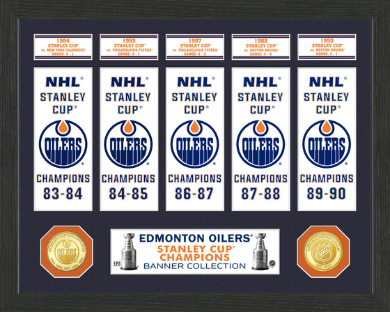 Edmonton Oilers Stanley Cup Banner Collection Photo Mint