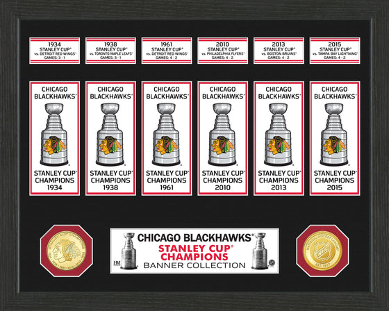 Chicago Blackhawks Stanley Cup Banner Collection Photo Mint