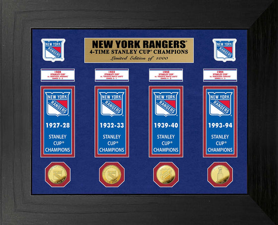 New York Rangers 4-Time Stanley Cup Champions Deluxe Gold Coin & Banner Collection