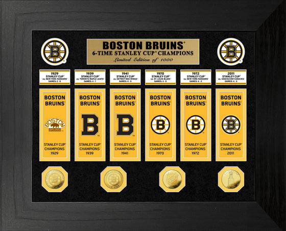 Boston Bruins 6-Time Stanley Cup Champions Deluxe Gold Coin & Banner Collection