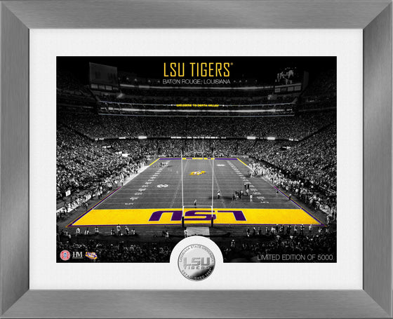 LSU Tigers Art Deco Stadium Silver Coin Photo Mint