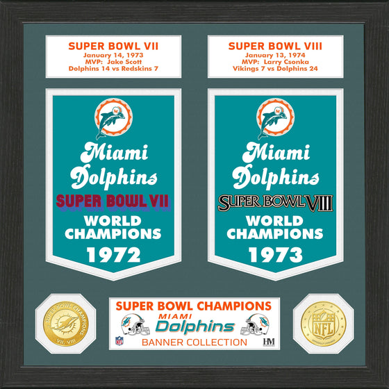 Miami Dolphins Super Bowl Banner Collection Bronze Coin Photo Mint