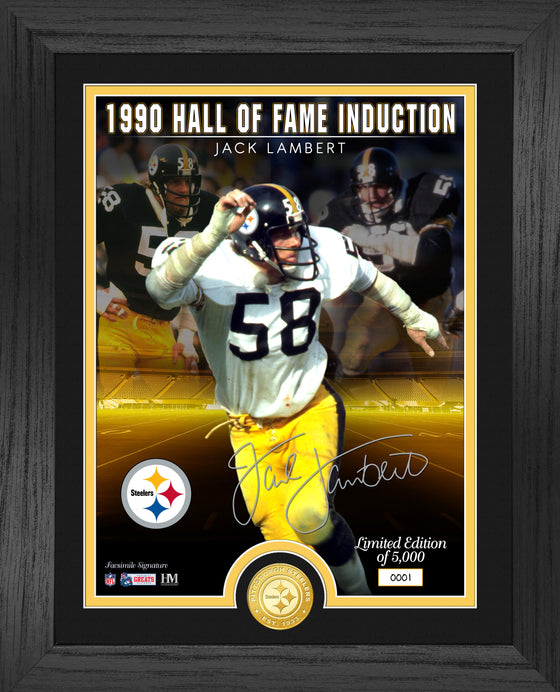 Jack Lambert Steelers Hall of Fame Induction Bronze Coin Signature Photo Mint